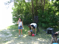 Michelle & Ken - event organizers handing out prizes